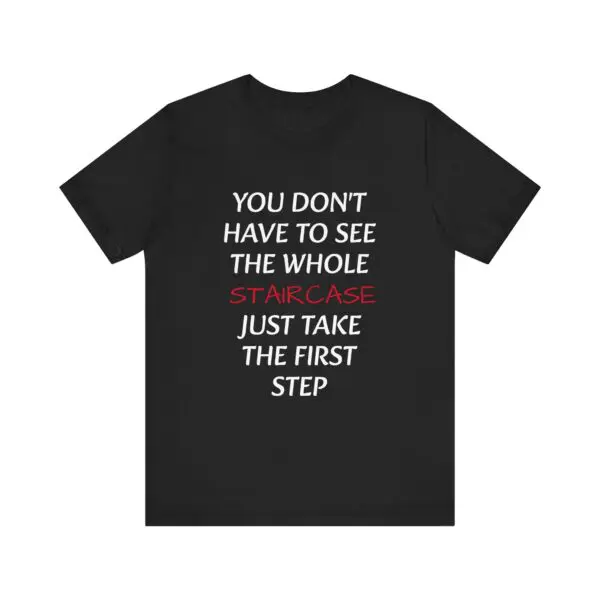 Black t-shirt with motivational quote design.