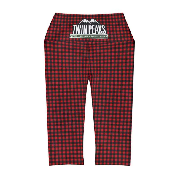 Red plaid leggings with Twin Peaks logo.
