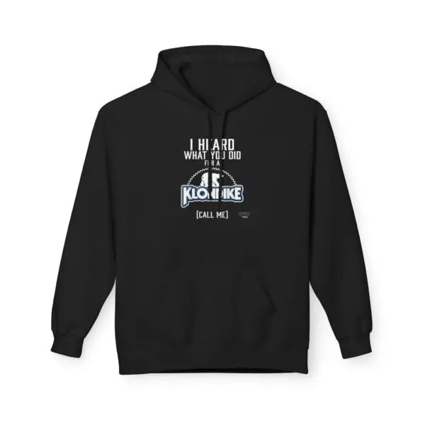 Black hoodie with humorous text design.