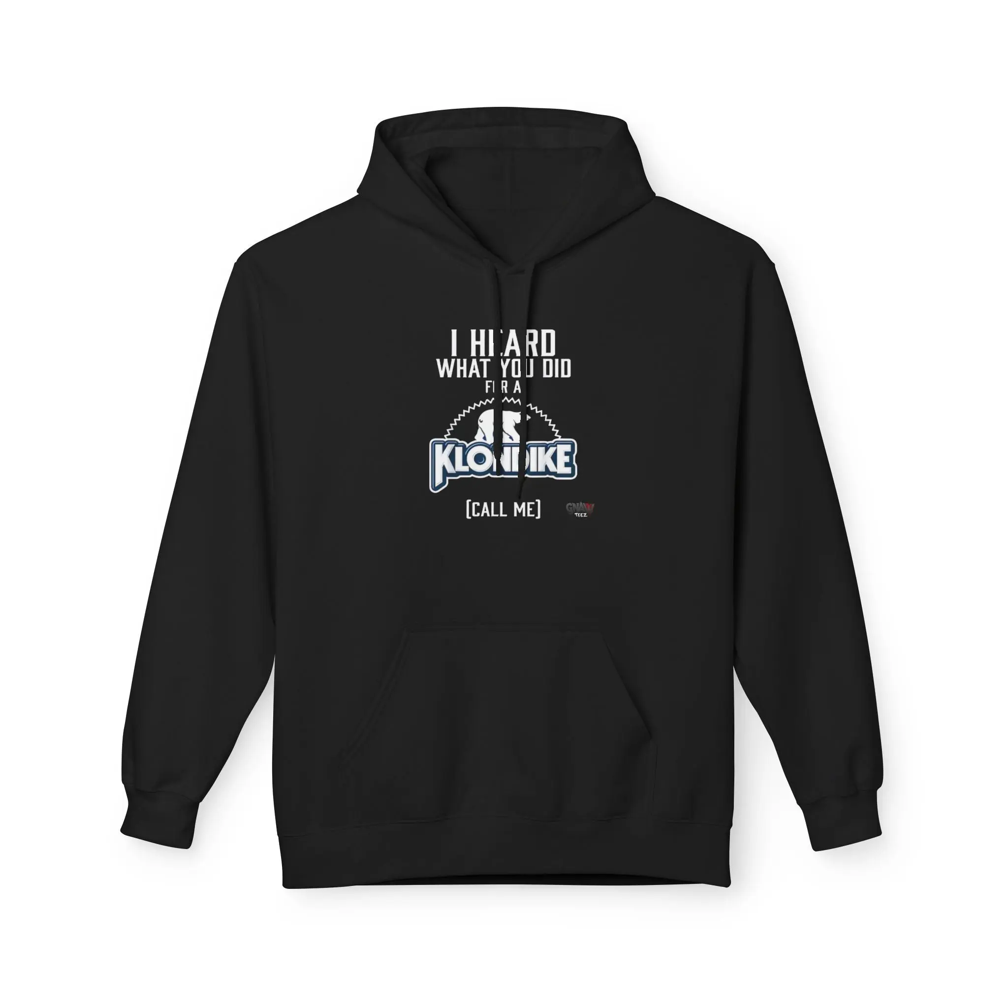 Black hoodie with humorous text design.