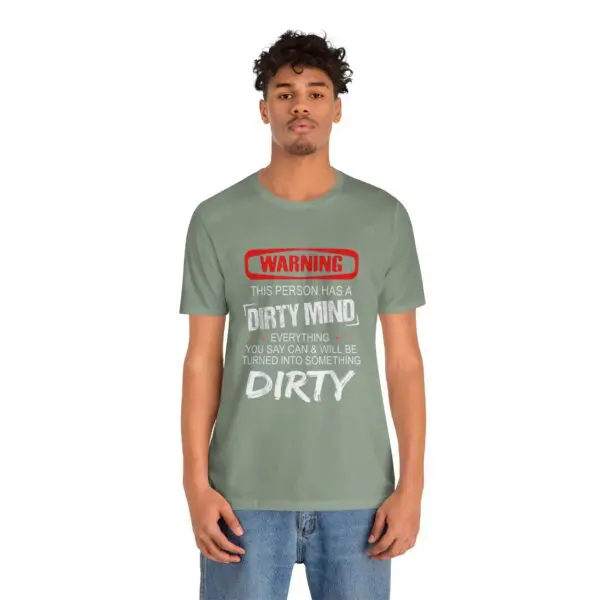 Man wearing a humorous warning t-shirt.