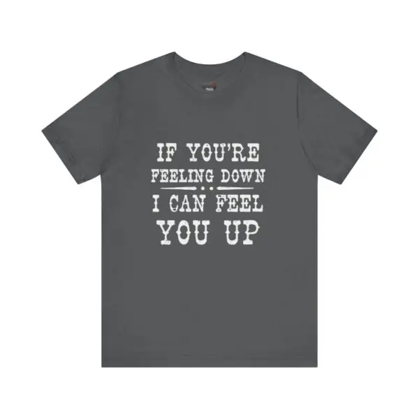 Gray t-shirt with motivational text design.
