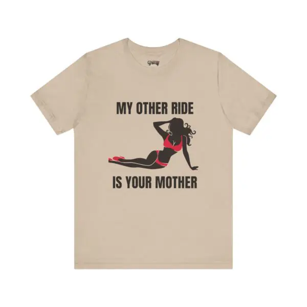 T-shirt with woman silhouette and humorous text.
