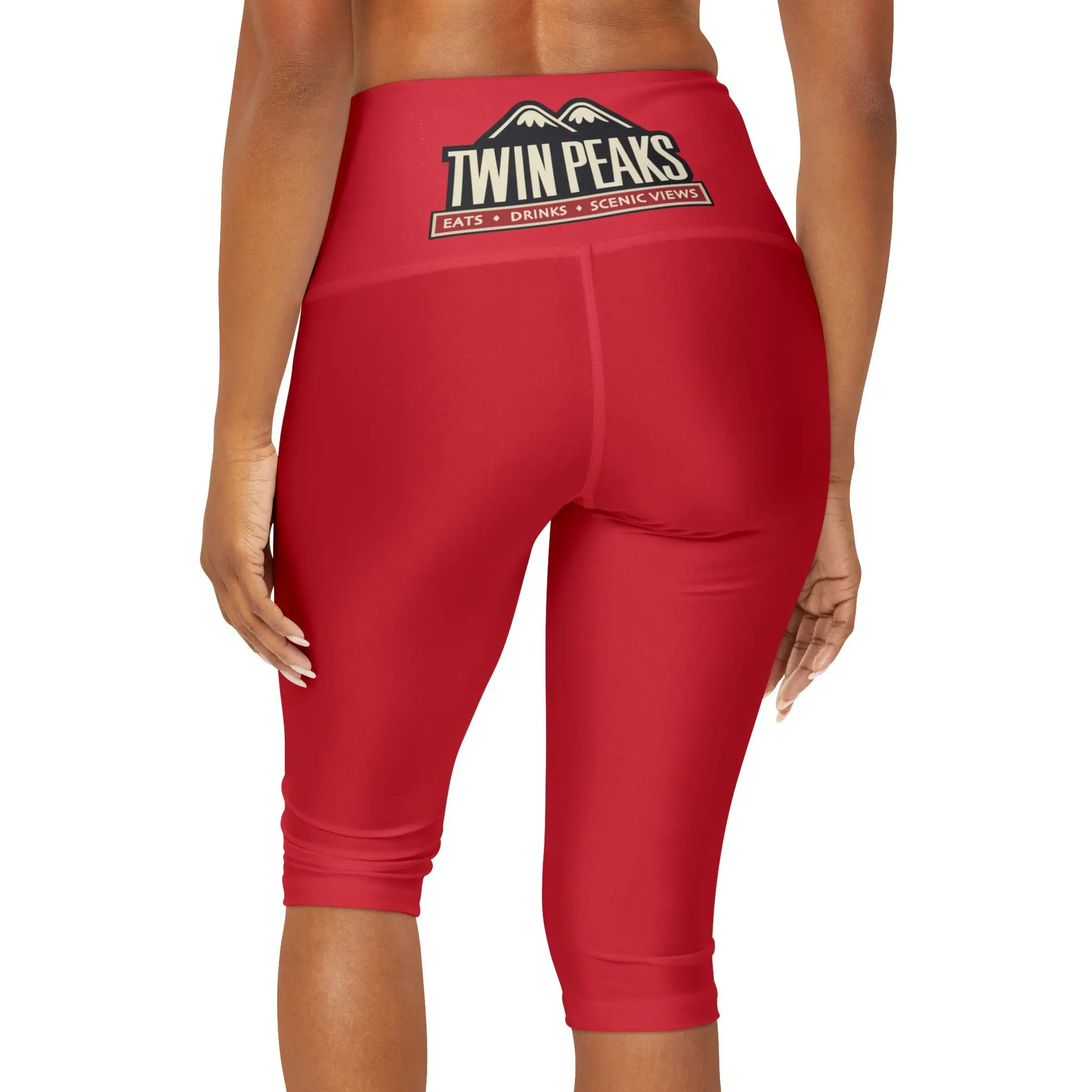 Red leggings with "Twin Peaks" logo.