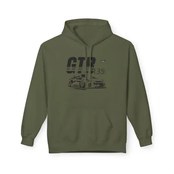 Green hoodie with GTR R35 car design.