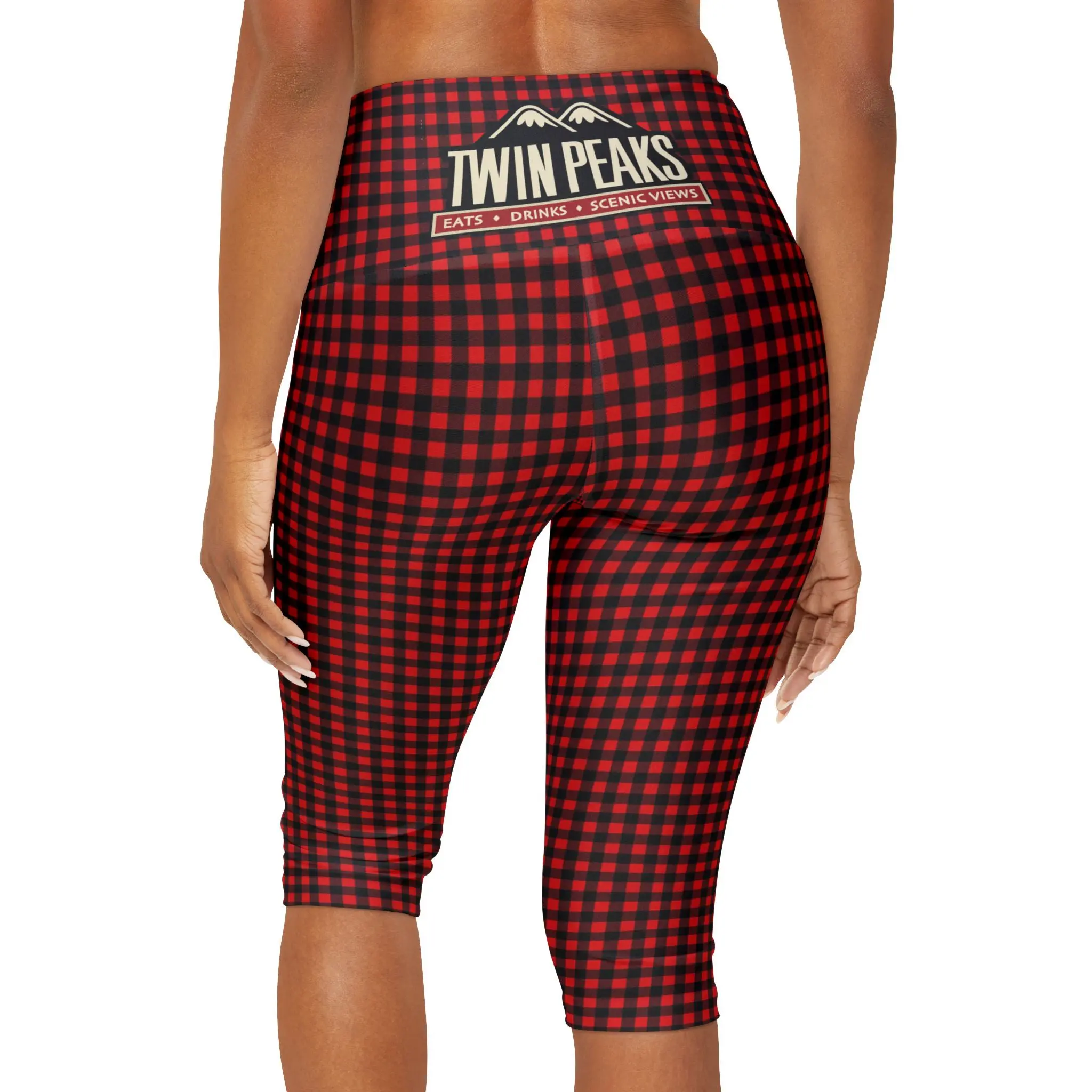 Red checkered leggings with Twin Peaks logo.