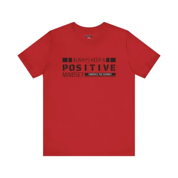 Red t-shirt with motivational text design.