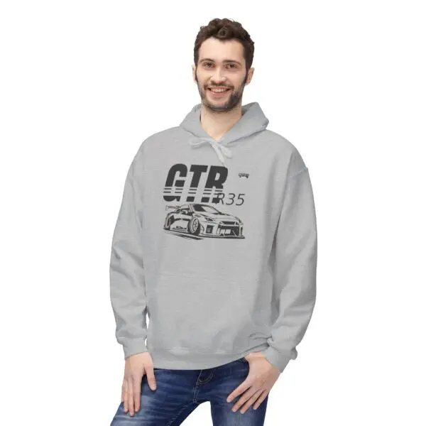 Man wearing a GTR R35 hoodie.