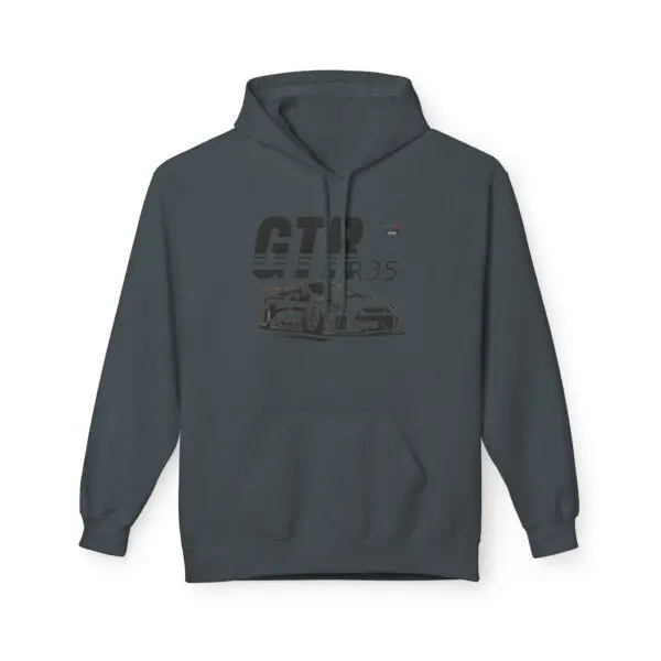Dark hoodie with GTR car design.