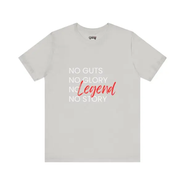 Gray t-shirt with motivational text design.