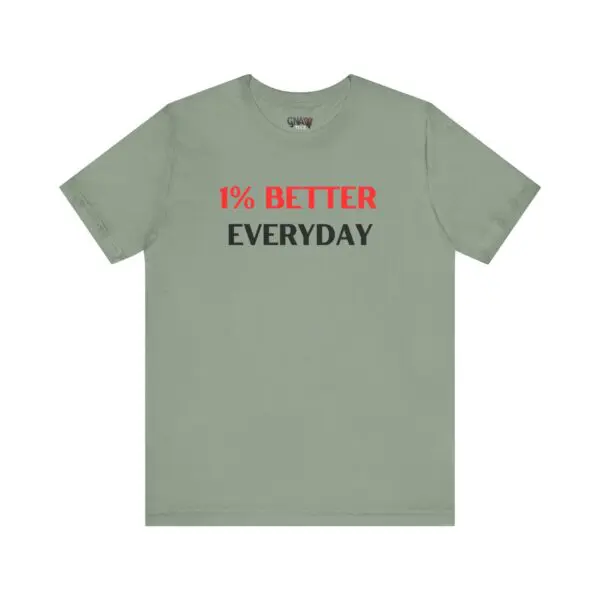 Green T-shirt with motivational text design.