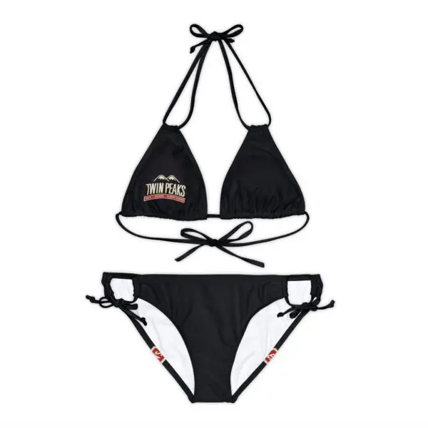 Black bikini with "Twin Peaks" logo.