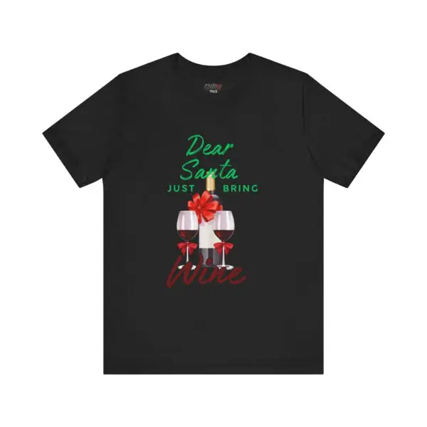 Black shirt with Christmas wine design.
