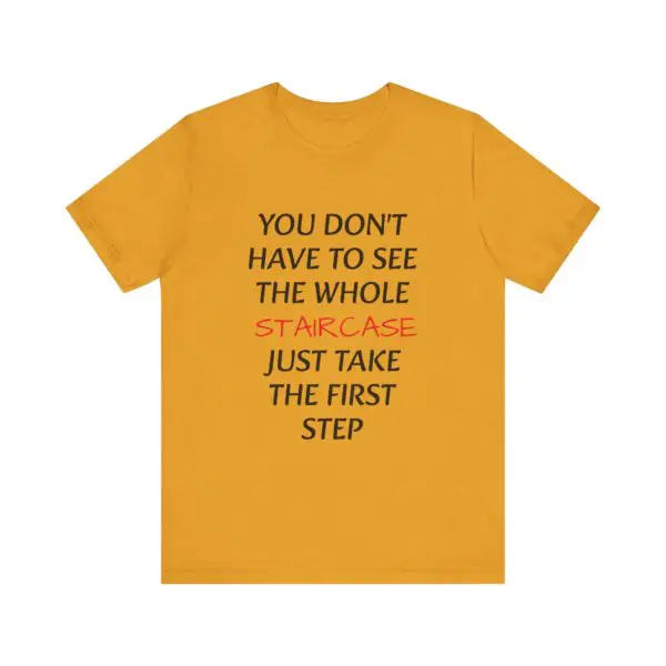 Yellow t-shirt with motivational quote design.