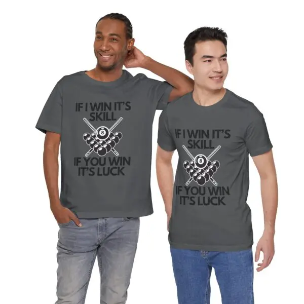 Two men wearing matching graphic t-shirts.