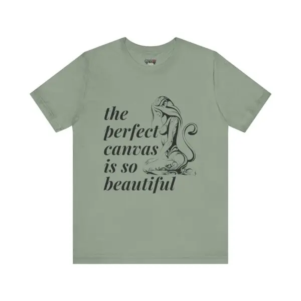 Green T-shirt with artistic monkey design.