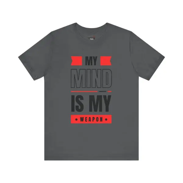 Gray t-shirt with motivational text design.