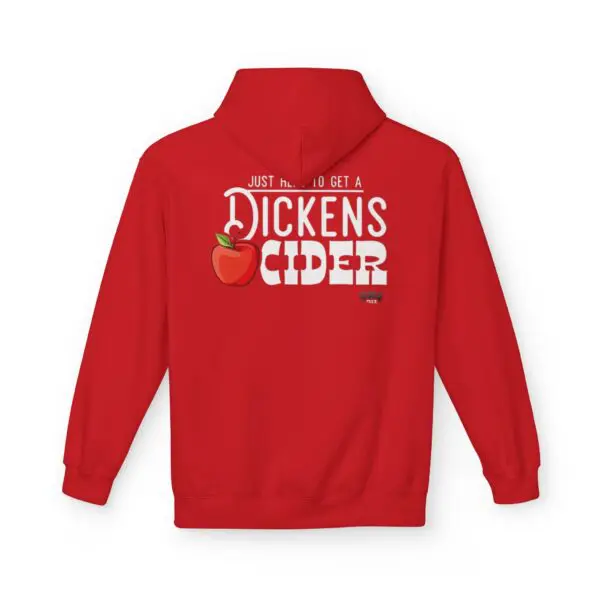 Red hoodie with apple cider text design.