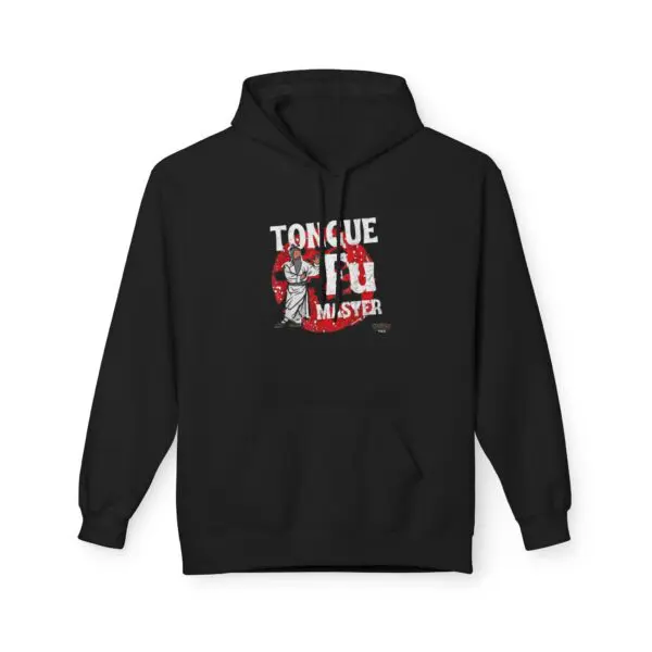 Black hoodie with "Tongue Fu Master" design.