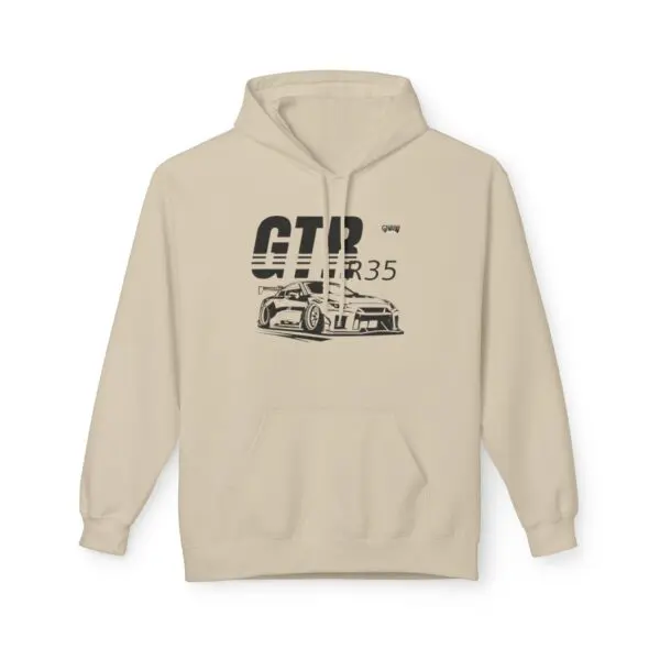 Beige hoodie with GTR R35 car design.