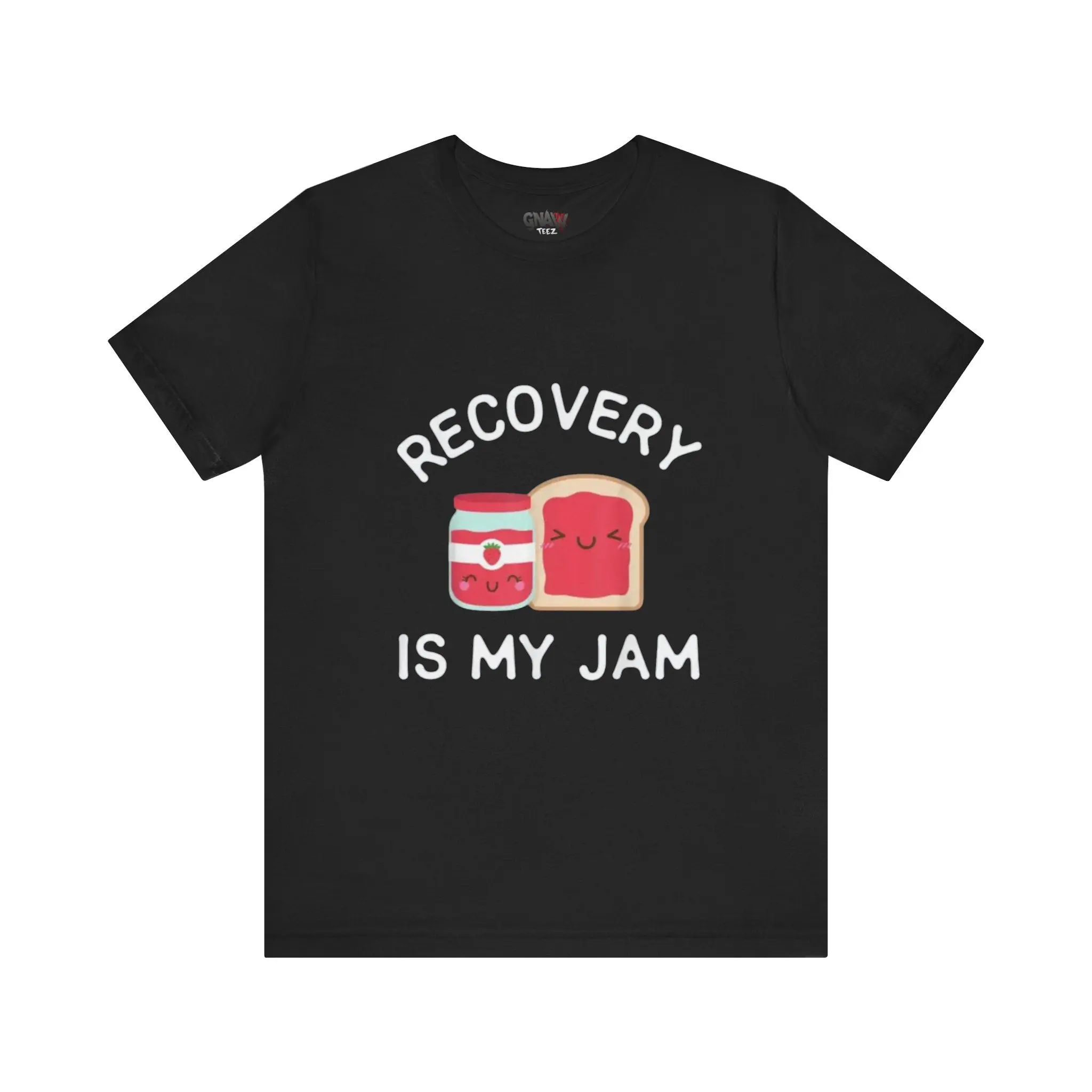 Black shirt with "Recovery is My Jam" design.