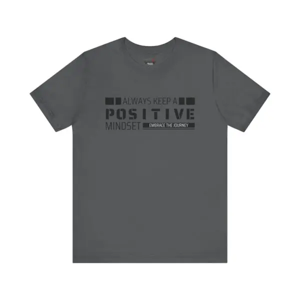 Gray t-shirt with motivational text design.