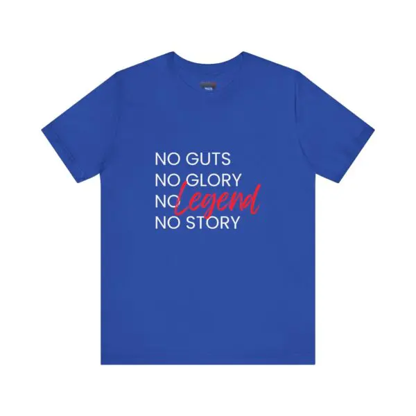 Blue shirt with motivational text design.