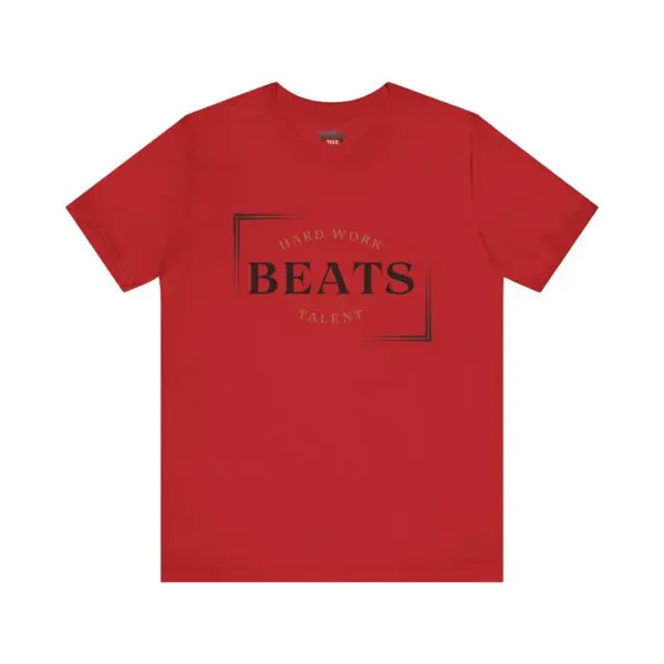 Red t-shirt with motivational text design.