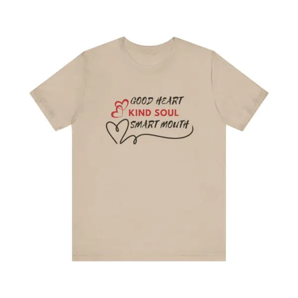 Beige t-shirt with motivational text design.