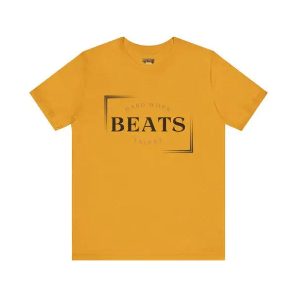 Yellow t-shirt with motivational text design.