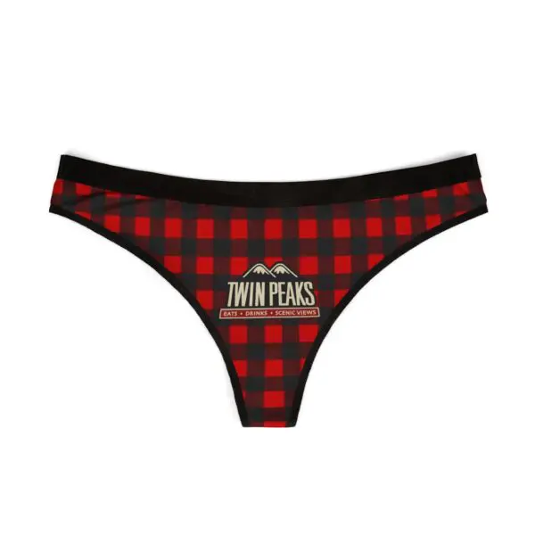 Red plaid thong with Twin Peaks logo.