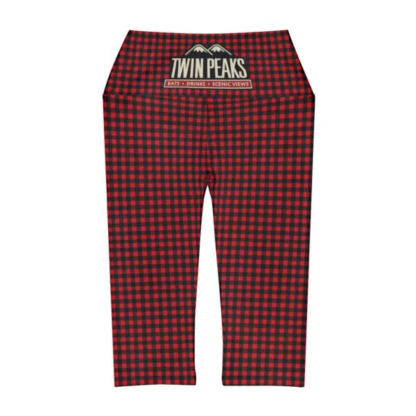 Red plaid pants with Twin Peaks logo.