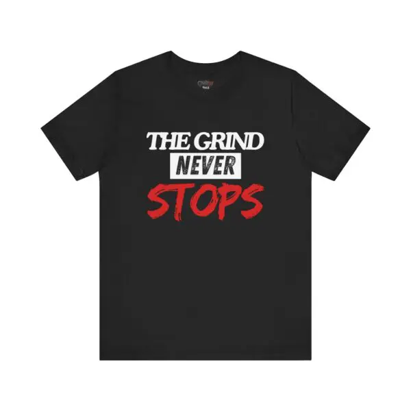 Black t-shirt with motivational text design.