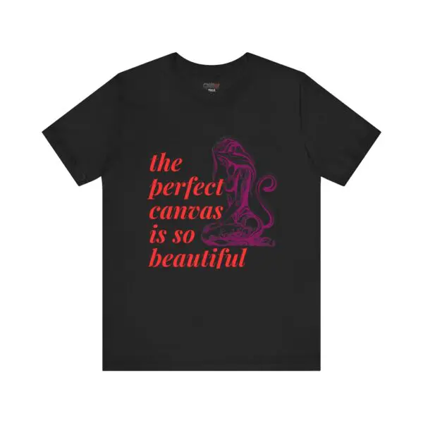 Black T-shirt with artistic lion design.