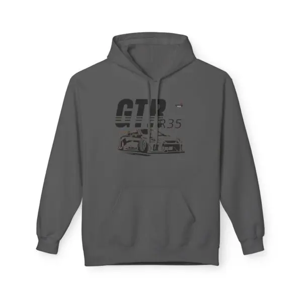 Gray hoodie with GTR car design.