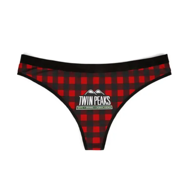 Red plaid underwear with Twin Peaks logo.