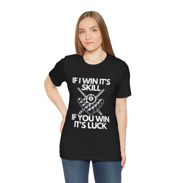 Person wearing humorous pool-themed t-shirt.