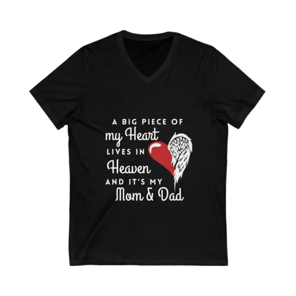 Black shirt with heart and angel wings.