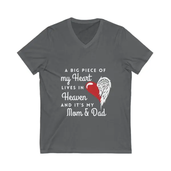 Gray shirt with heartfelt message and heart.