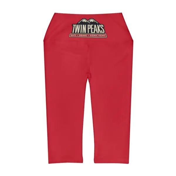 Red leggings with Twin Peaks logo.