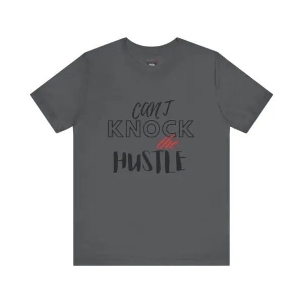 Gray T-shirt with motivational text design.