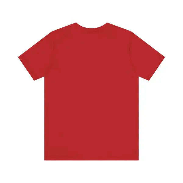 Red plain t-shirt, back view.