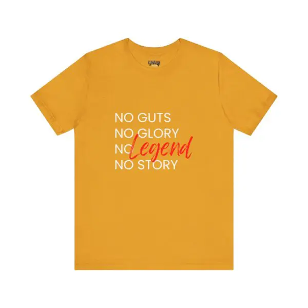 Yellow shirt with motivational text design.