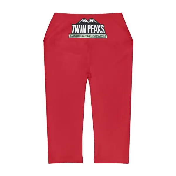 Red leggings with Twin Peaks logo.