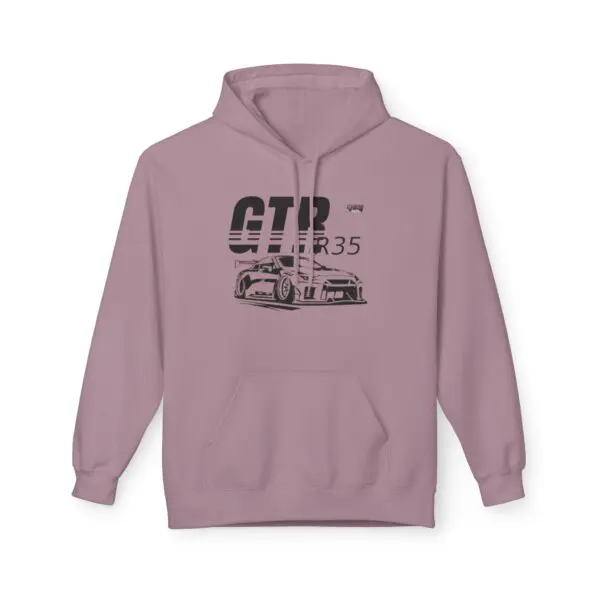 Purple hoodie with car graphic and "GTR35".