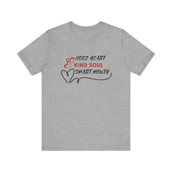 Gray t-shirt with motivational text design.