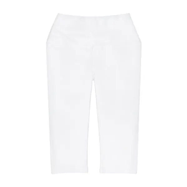 White high-waisted cropped pants on display.