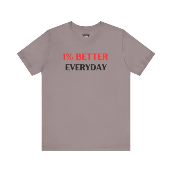 Gray t-shirt with motivational text design.