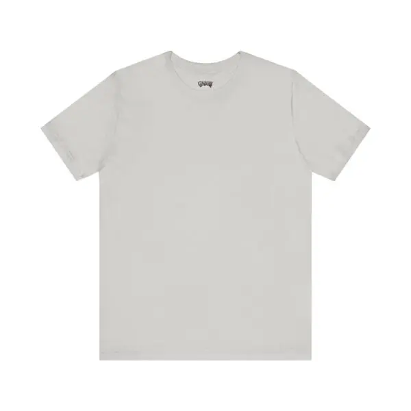 Plain gray short-sleeve t-shirt on display.