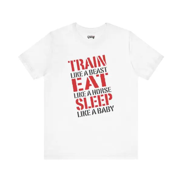 White T-shirt with motivational text design.